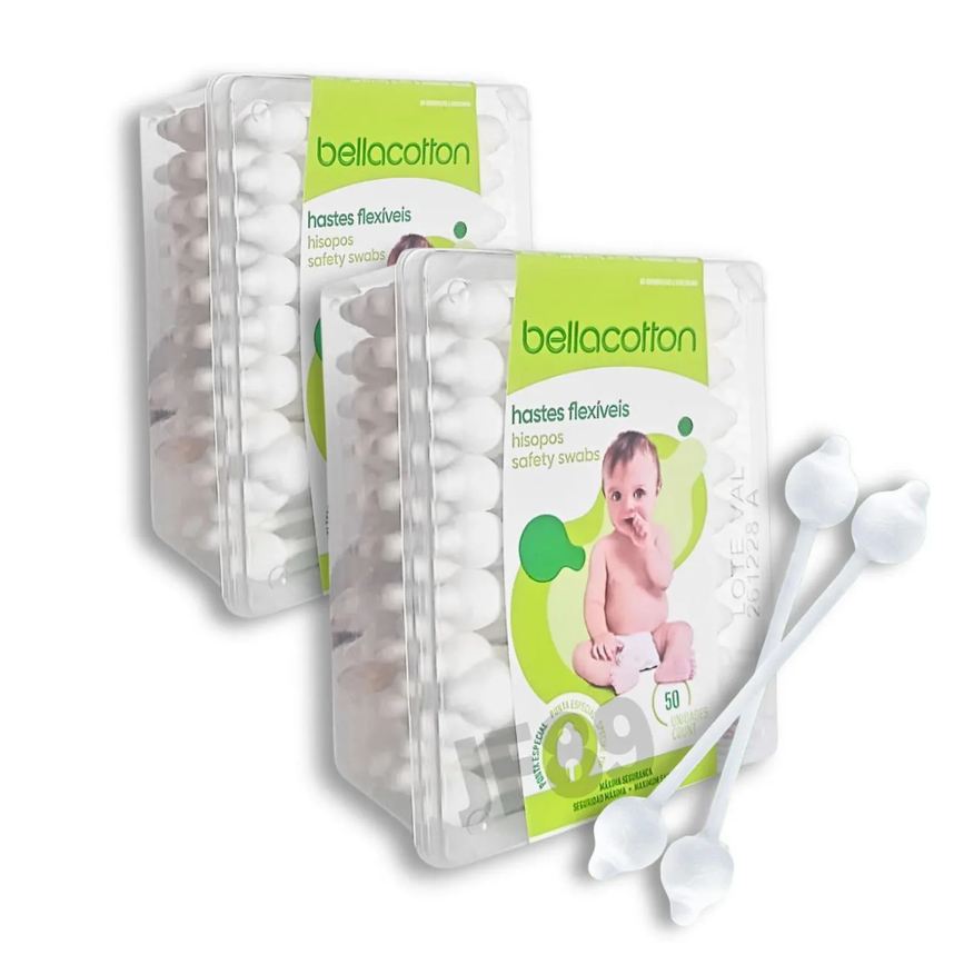 Bellacotton Haste Flexível Cotonete Bebe 2 pac. total 100uni