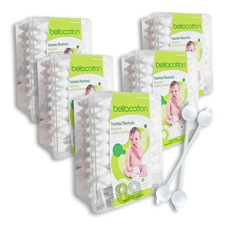 Bellacotton Haste Flexível Cotonete Bebe 5 pac. total 250uni