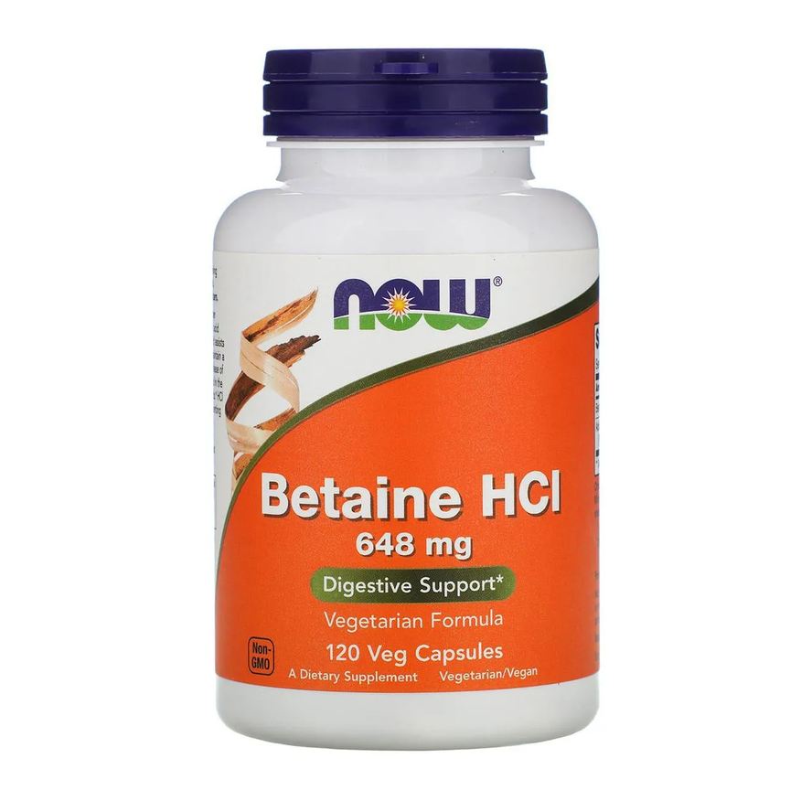 Now Foods Betaina Hcl 648mg 120 Veg Capsulas