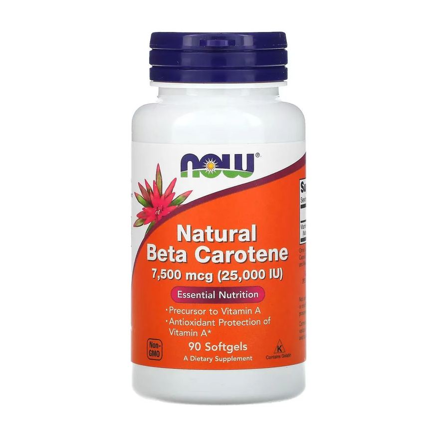 Now Foods Betacaroteno Natural 7.500 Mcg (25.000 Ui) 90 Softgel