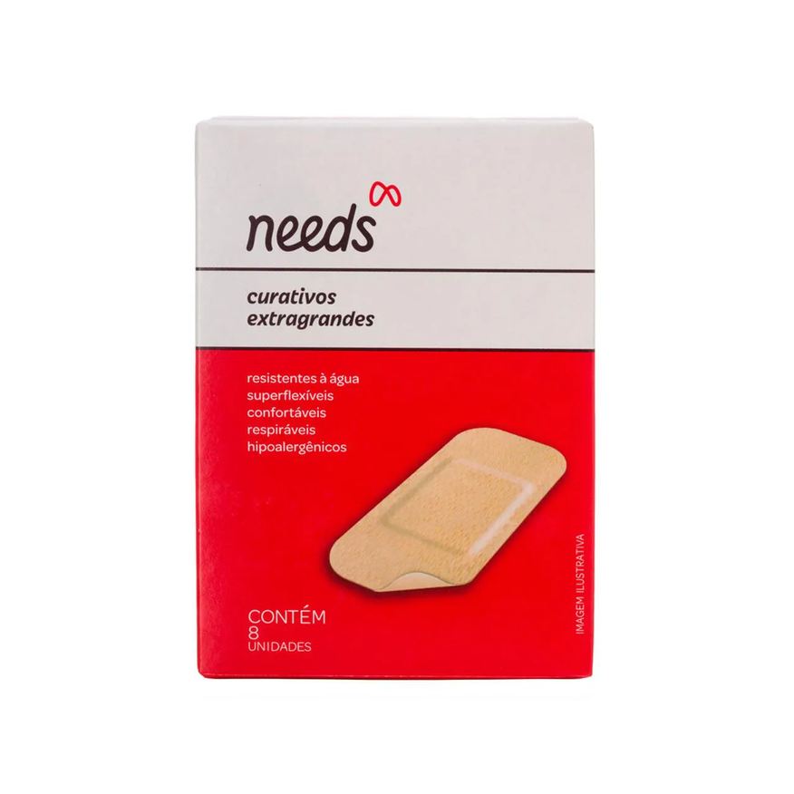 Needs Curativo Extragrande Resistente à Água 8 Unidades