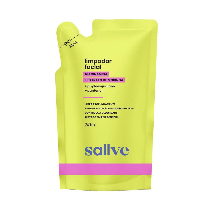 Sallve Limpador Facial Niacinamida + Extrato de Moringa Refil 240ml