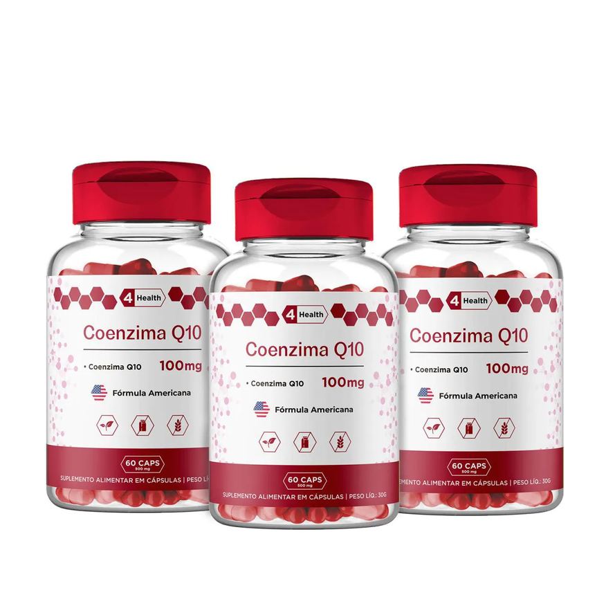 4 Health Coenzima Q10 100mg 60 Capsulas - 3 Potes