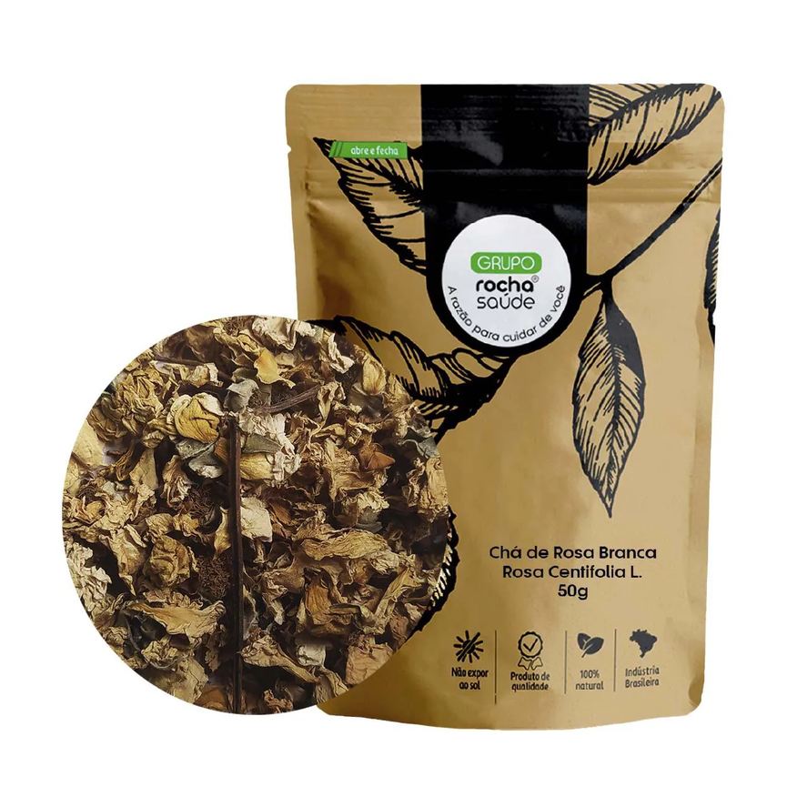 Grupo Rocha Saúde Chá de Rosa Branca - Rosa Centifolia L. - 50g