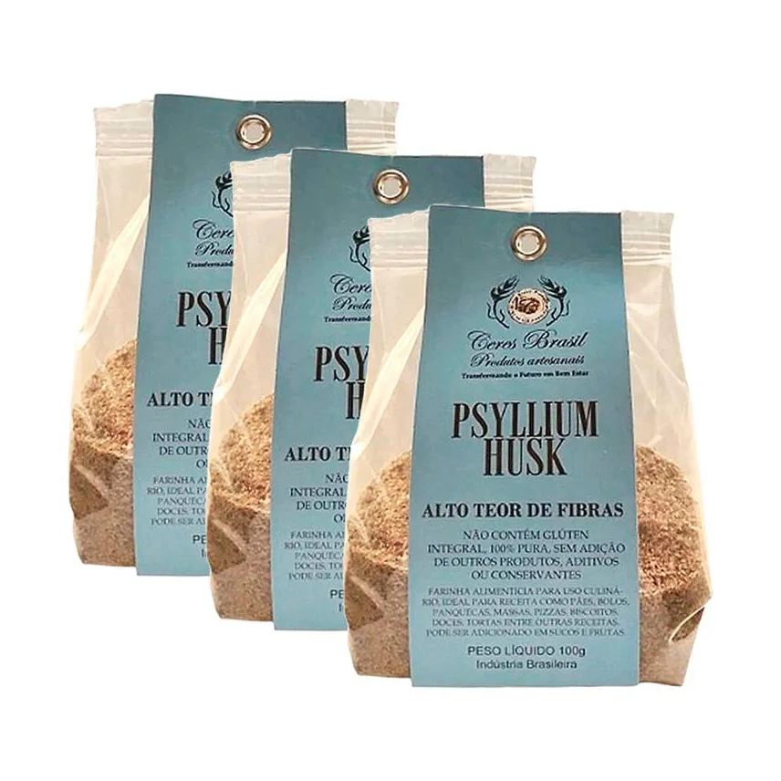 Ceres Kit 3x: Psyllium Husk Sem Glúten 100g