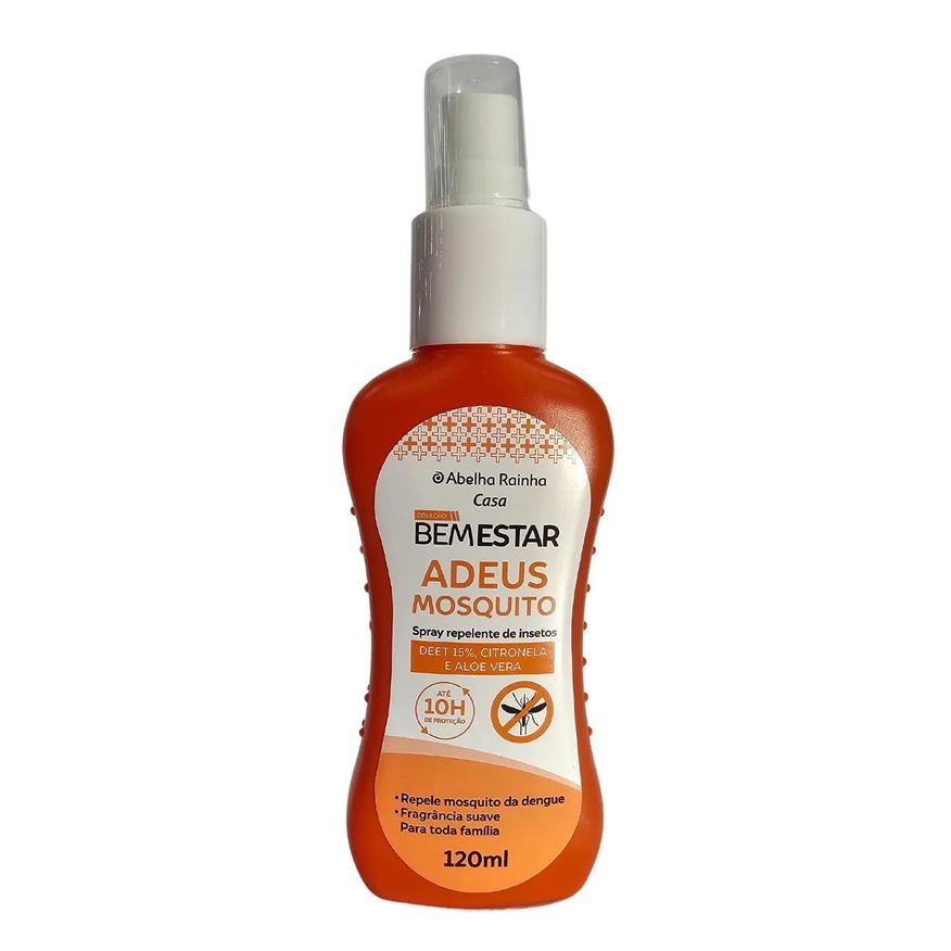 de Repelente Insetos Spray Adeus Mosquito Bem Estar Casa Abelha Rainha 120ml