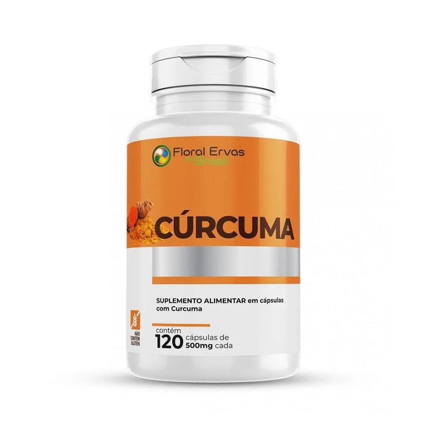 Floral Ervas do Brasil Cúrcuma 500mg 120 Cápsulas Açafrão Tumérico Açafrão Índia