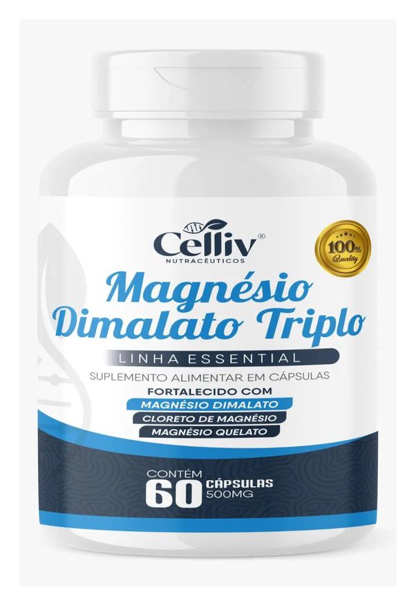 Celliv MAGNéSIO TRIPLO 60 CáPSULAS DIMALATO QUELATO CLORETO + K2 D3