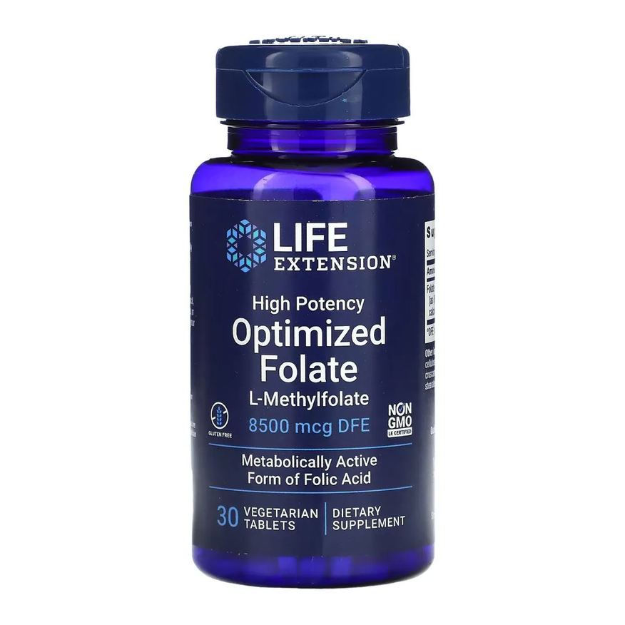 Life Extension Metilfolato 8500mcg 30 Tabletes Veganas