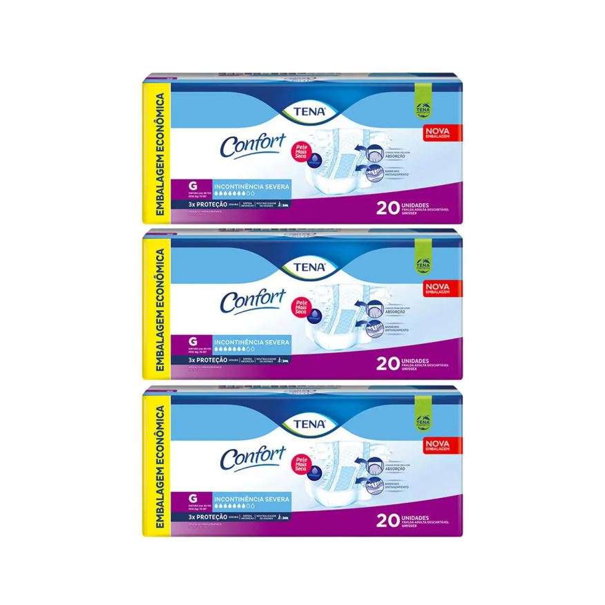 Tena Kit C3 Pacote Econômico Fralda Adulto Tam G