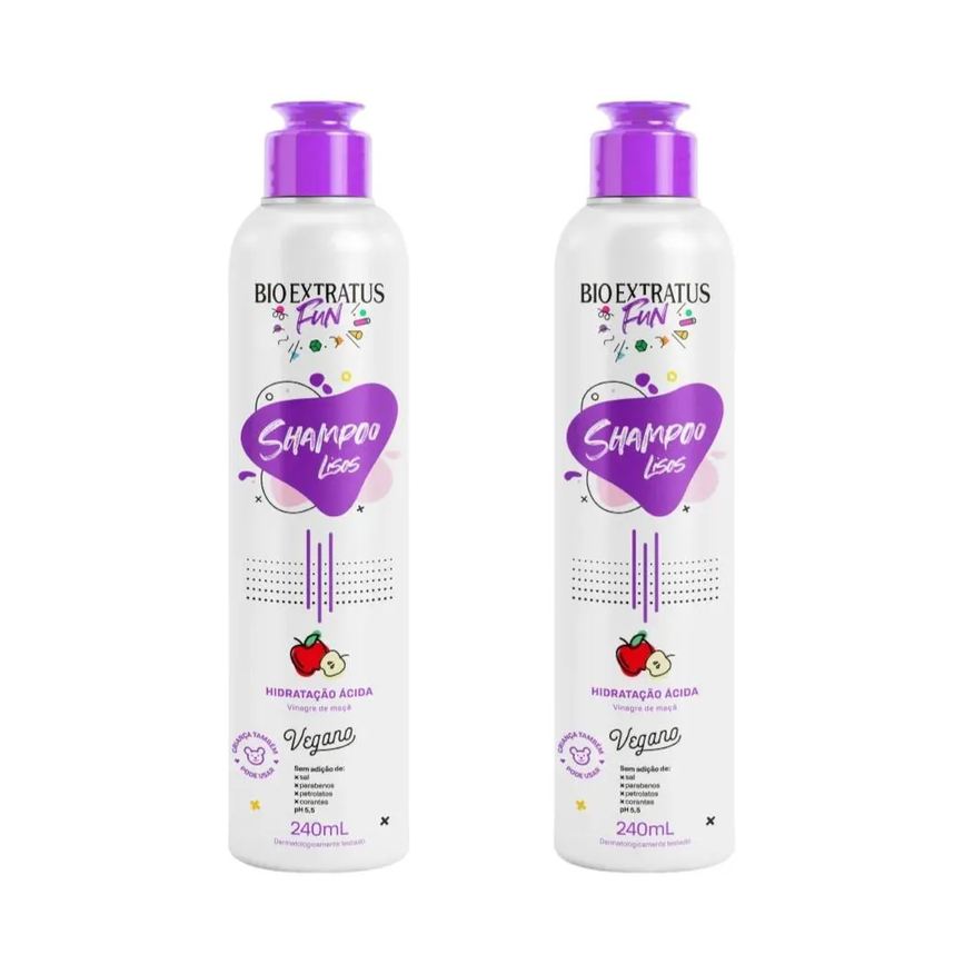Bio Extratus Kit 2 Shampoo Fun Limpeza Cabelos Liso 240ml