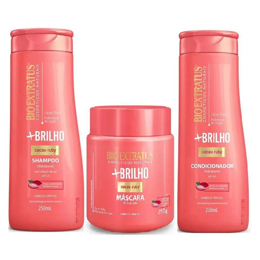 Bio Extratus Kit 1 Shampoo 1 Condicionador 1 Mascara Hidratante Mais Brilho 250ml