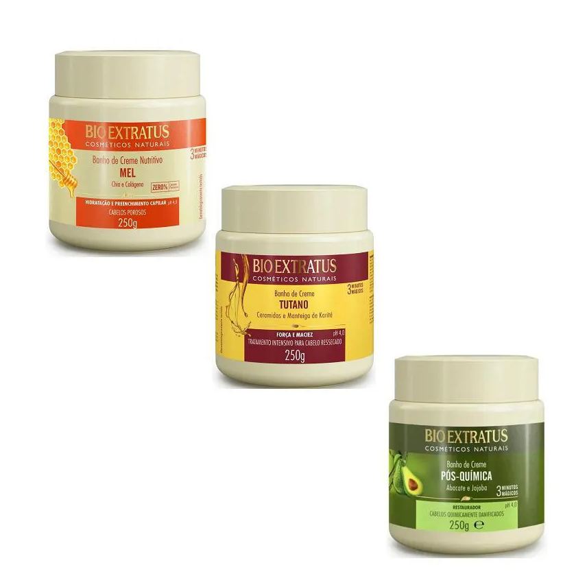Bio Extratus Kit Cronograma Capilar Nutrição Mel + Tutano + Pós Química 250g
