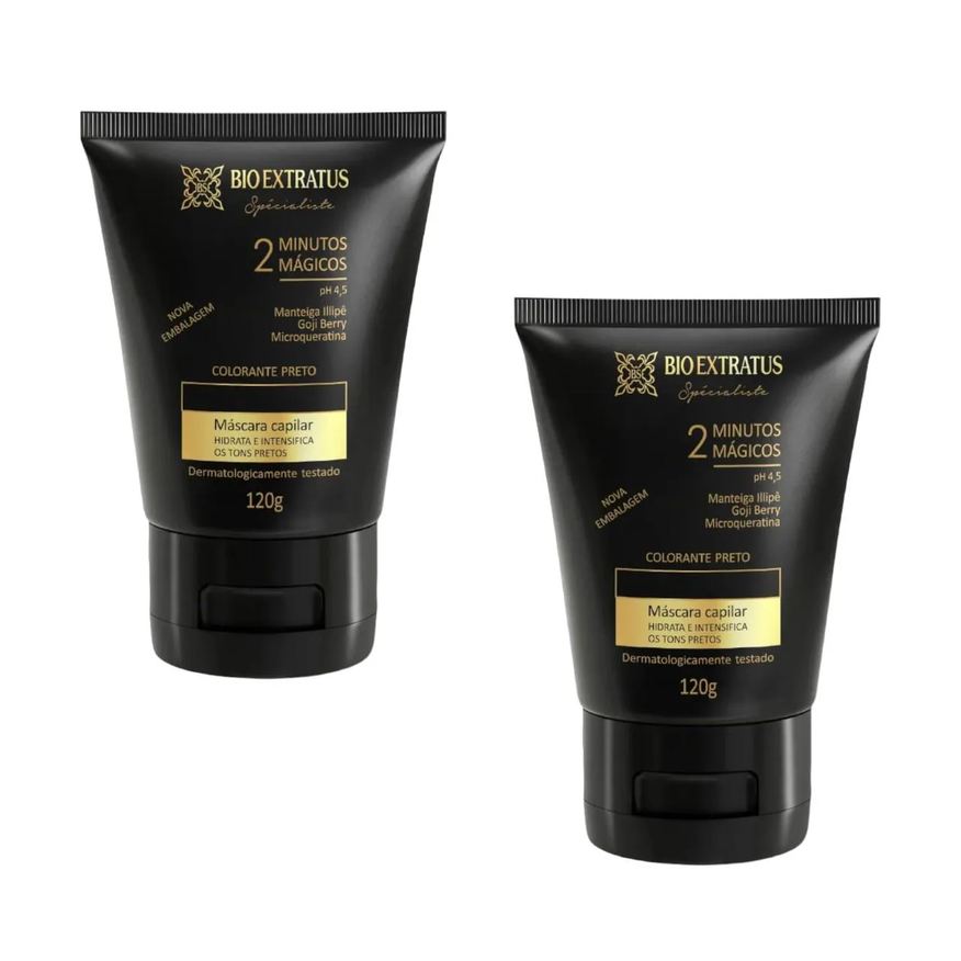 Bio Extratus Kit 2 Mascaras Colorante Preta Reaviva A Cor e Trata 120g
