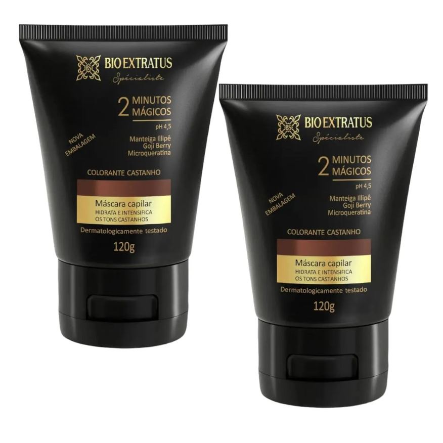 Bio Extratus Kit 2 Mascara Colorante Castanha Reaviva A Cor e Trata 120g