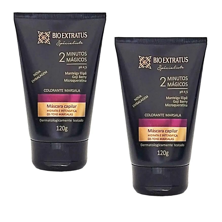 Bio Extratus Kit 2 Mascara Colorante Marsala Reaviva A Cor e Trata 120g