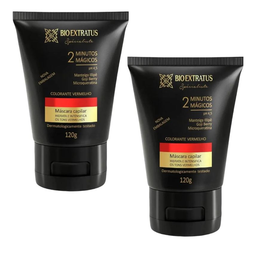 Bio Extratus Kit 2 Mascara Colorante Vermelha Reaviva A Cor e Trata 120g