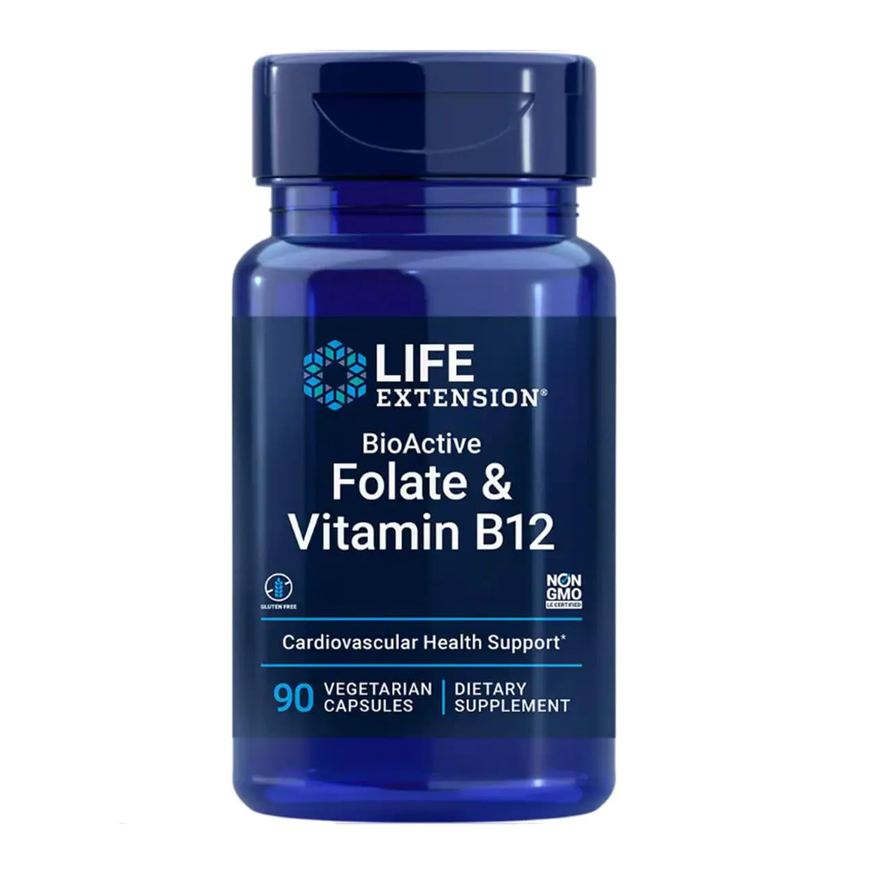 Life Extension Vitamina B12 com Bioativo Folato 90 Capsulas