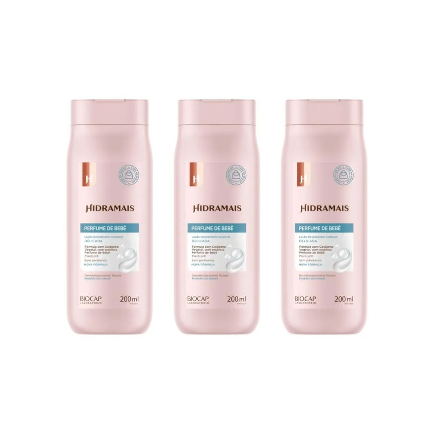 Hidramais Hidratante Corporal 200ml Perfume Bebe - Kit C/3un