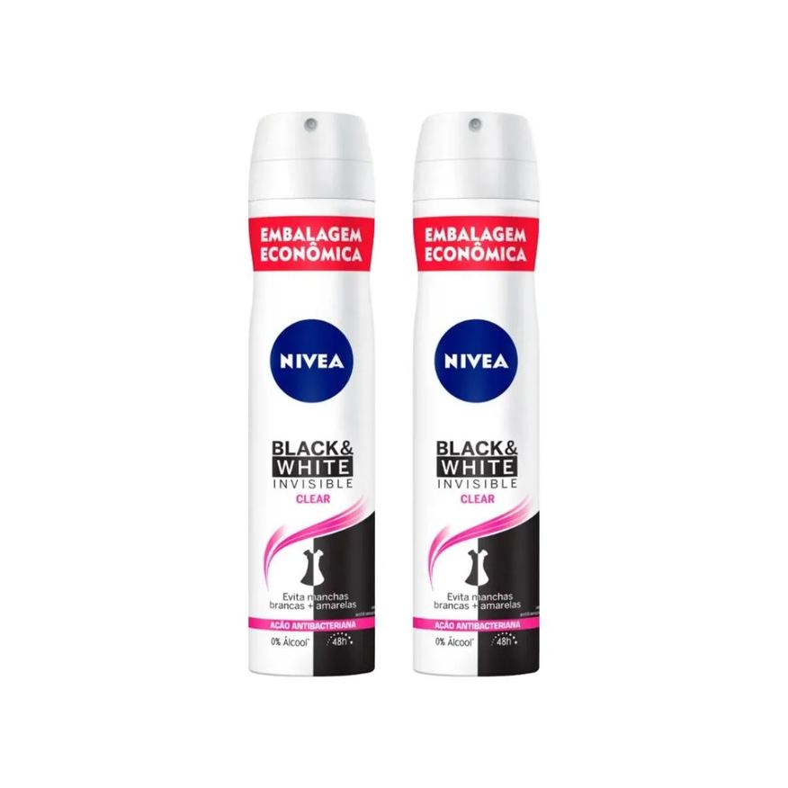 Nivea Desod Aero 200ml Fem Black Whit Invisible Clear - 2un