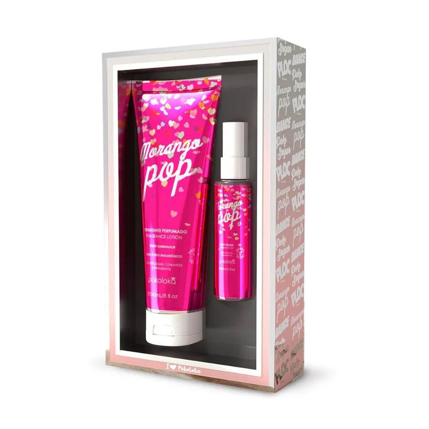 Pokoloka Kit Loka Silver Morango Pop ( Loção Hidratante 240ml + Body Splash 60ml )