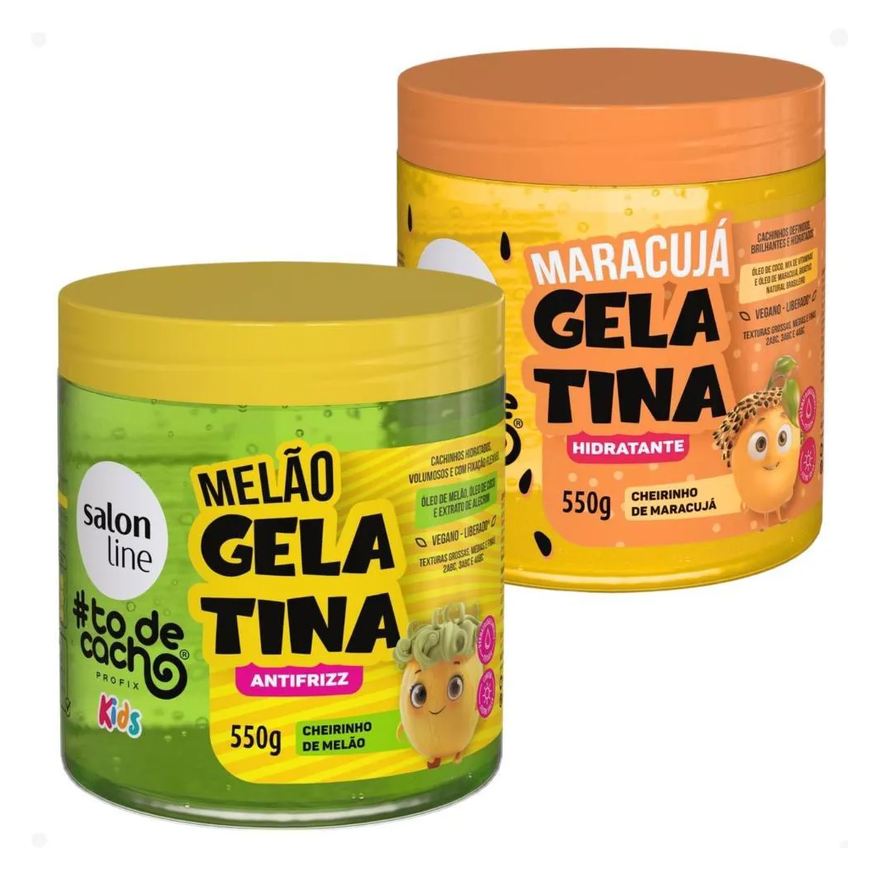 Salon Line Kit Kids #todecacho 2 Gelatinas: Melão e Maracujá 550g