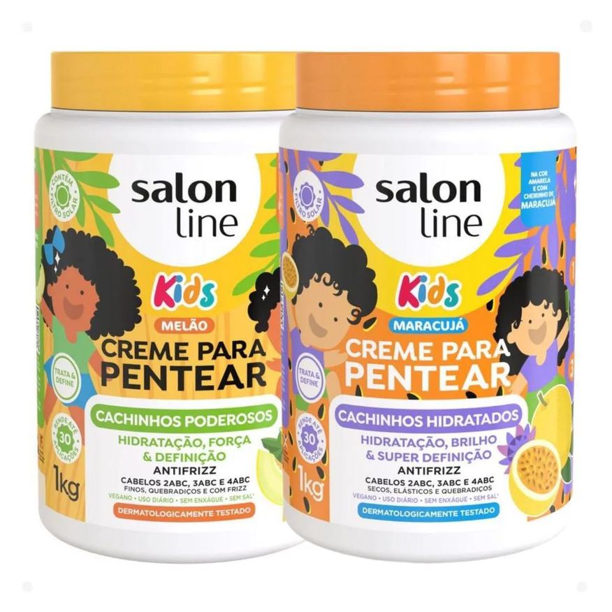 Salon Line Kit Kids 2 Creme para Pentear: Melão e Maracujá 1kg