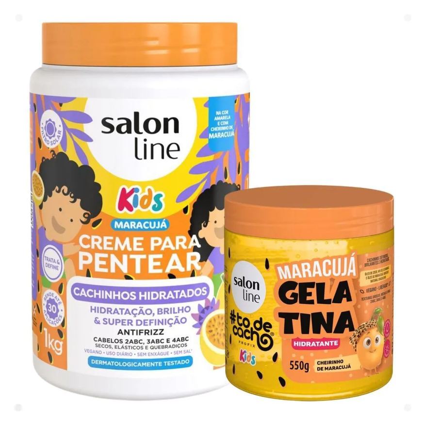 Salon Line Kit Kids 1 Creme para Pentear e 1 Gelatina Hidratante Maracujá