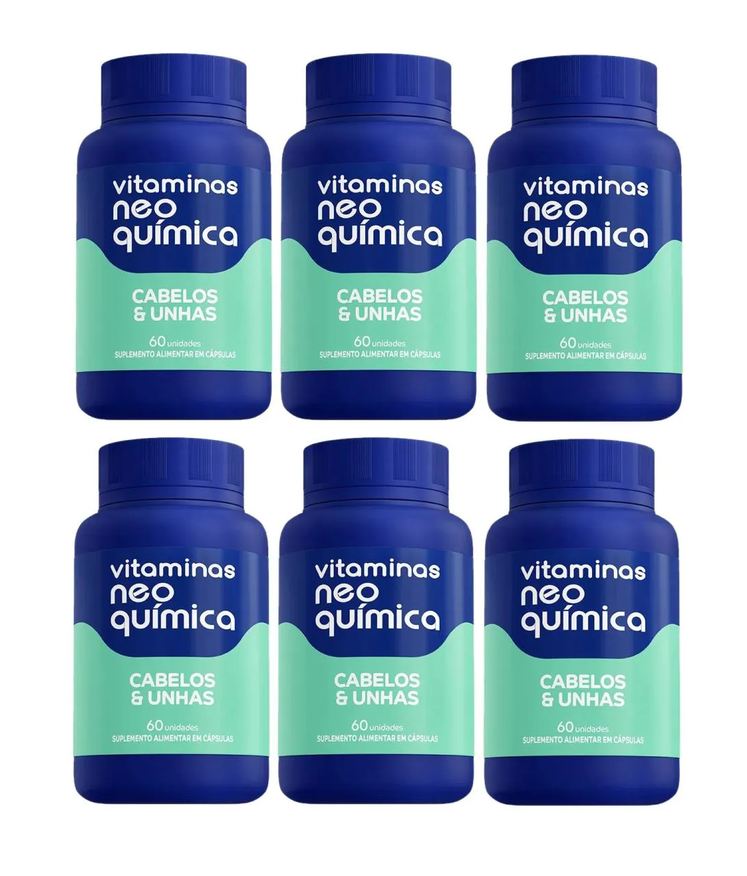 Neo Química Kit com 6 Vitaminas Cabelos e Unhas 60cps - Neo Quimica