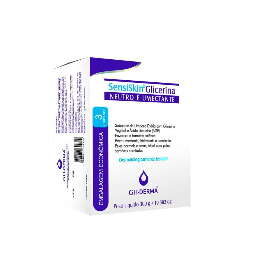 GH Derma Sabonete em Barra SensiSkin Glicerina Neutro e Umectante 3 unidades com 100g cada