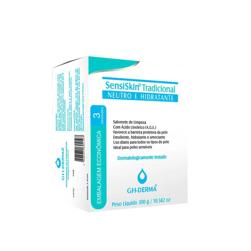 GH Derma Sabonete em Barra SensiSkin Neutro e Hidratante 3 unidades com 100g