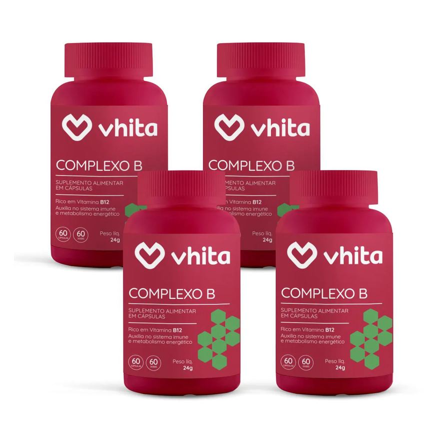 Vhita Vitamina B com Manganês para Apoiar o Metabolismo - Complexo B 4 Potes