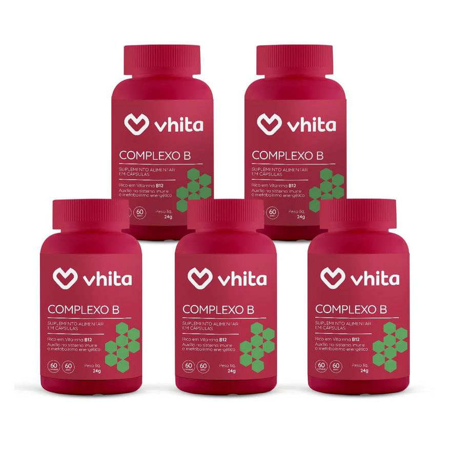 Vhita Vitamina B com Manganês para Apoiar o Metabolismo - Complexo B 5 Potes