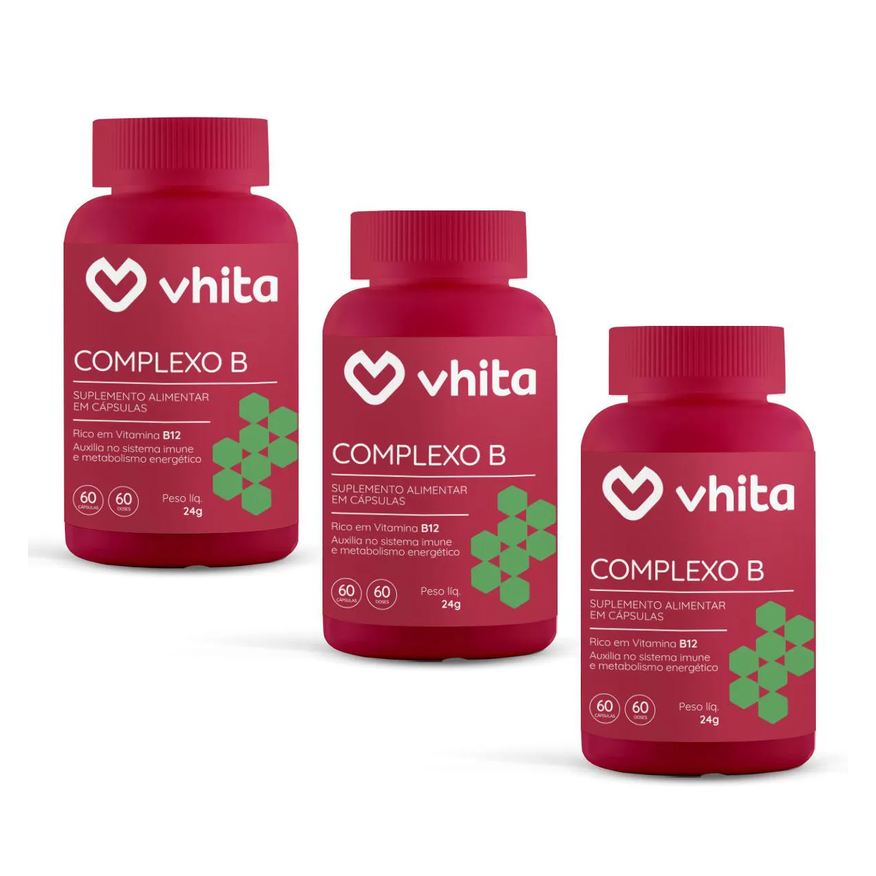 Vhita Vitamina B com Manganês para Apoiar o Metabolismo - Complexo B 3 Potes