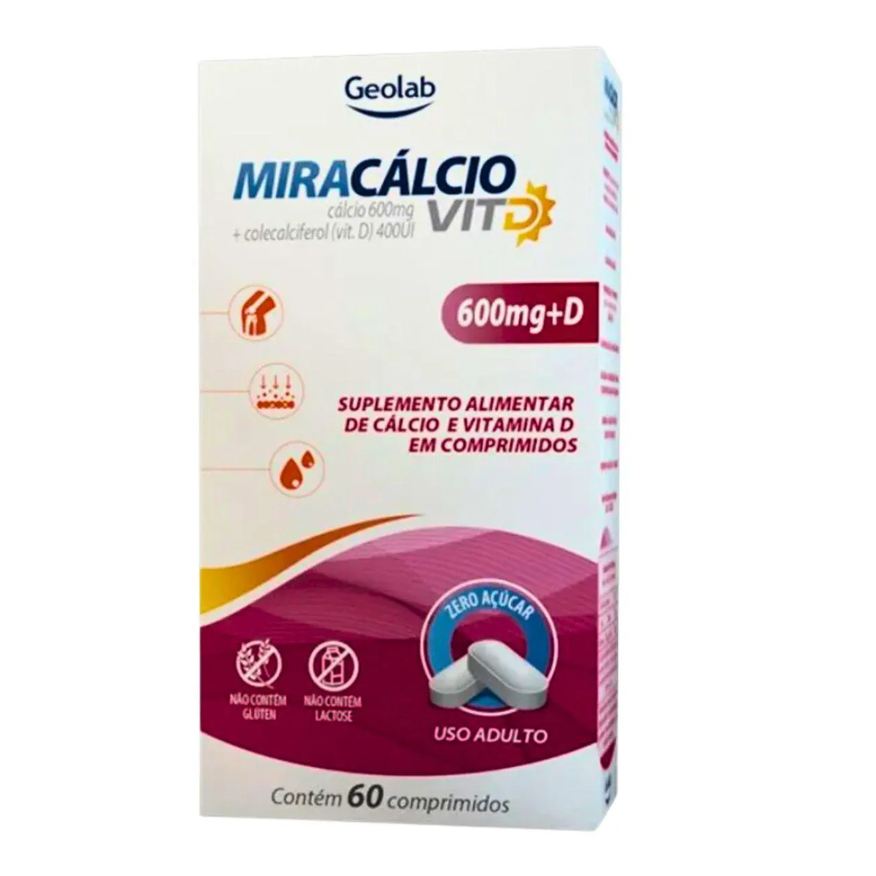 Geolab Calcio 600 com Vitamina D Miracalcio D Composicao Idoso Kit 3 Kit 1