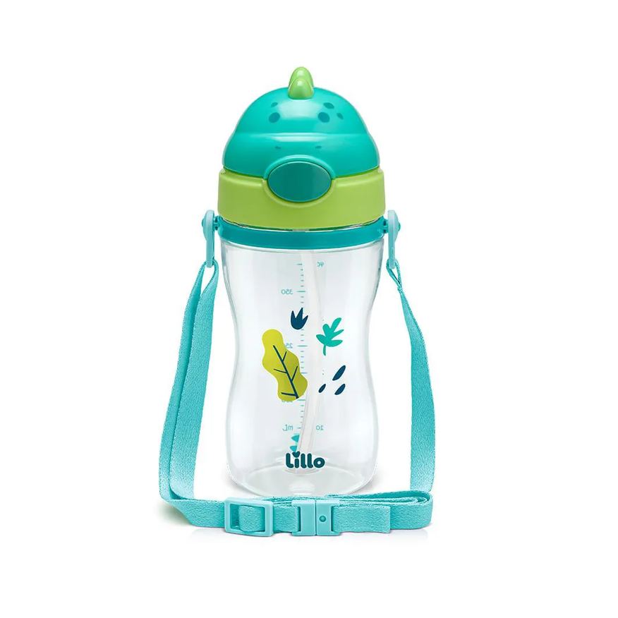 Lillo Copo Infantil Tritan C/ Alça e Canudo Dinossauro 400ml