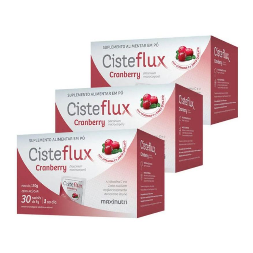 Maxinutri Kit3x - Cisteflux Cramberry (30 Sachês de 5g)