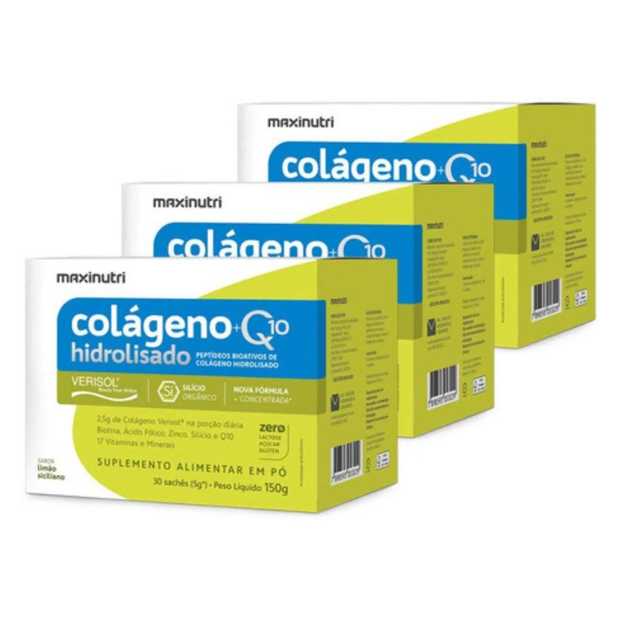 Maxinutri Kit3x-colág. Hidro. 2em1- Verisol® +q10 30 Saches 5g-uva Verde
