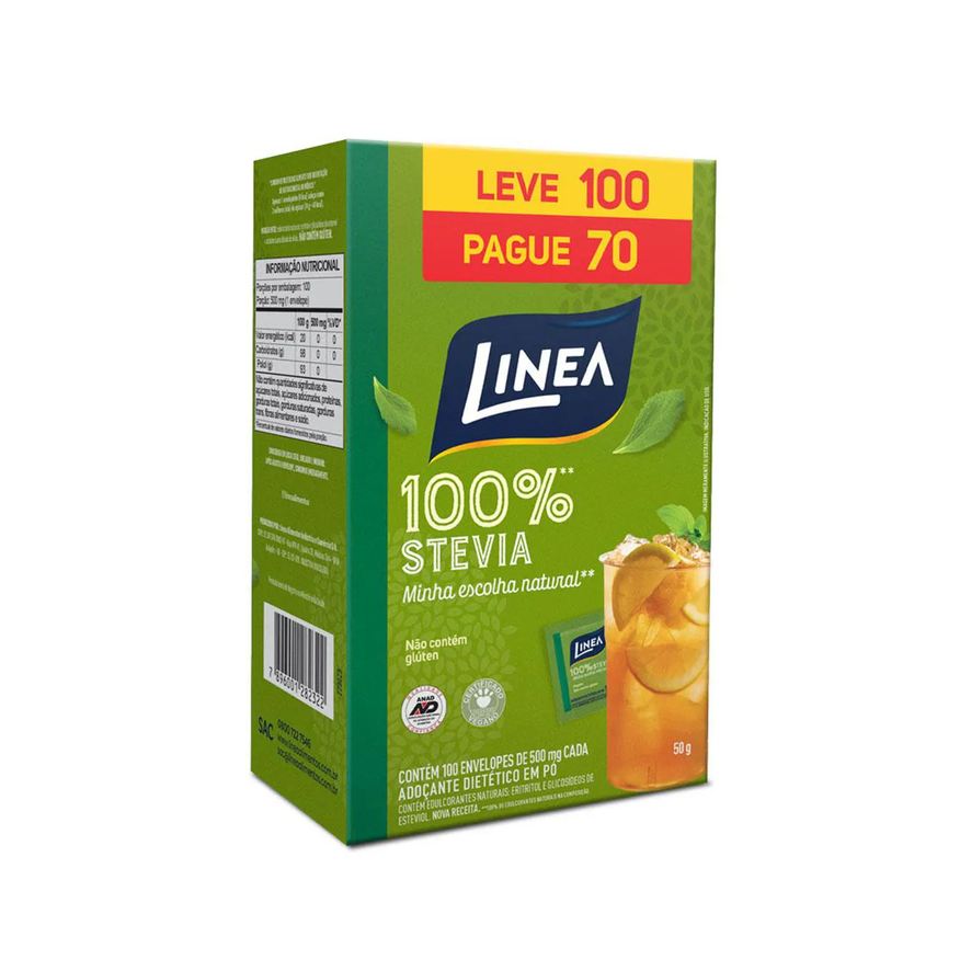 Linea Adoçante em Pó 100% Stevia 100 sachês