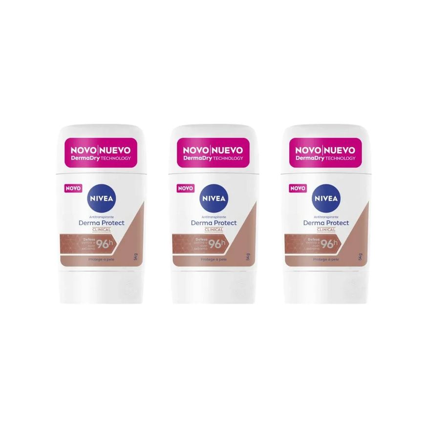 Nivea Desodorante Clinical Gel 54g Fem Derma Protect - 3un
