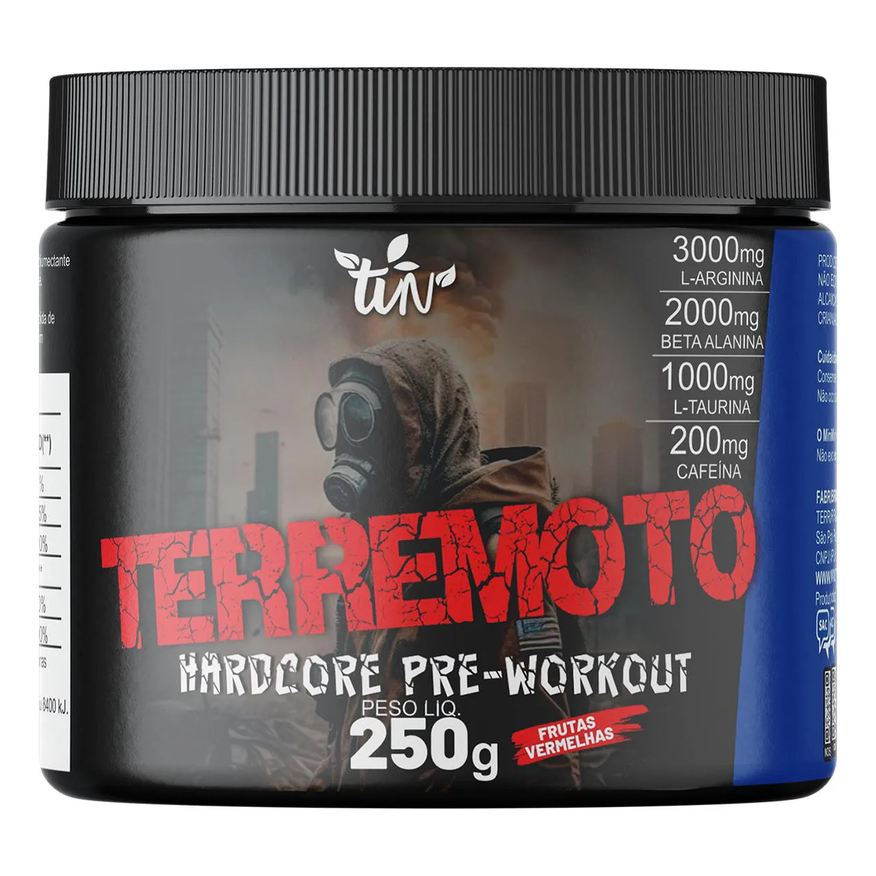 Terra Vida Natural Pré Treino Terremoto 250g com As Composições L-arginina,beta Alanina, L-taurina e Cafeína Frutas Vermelhas