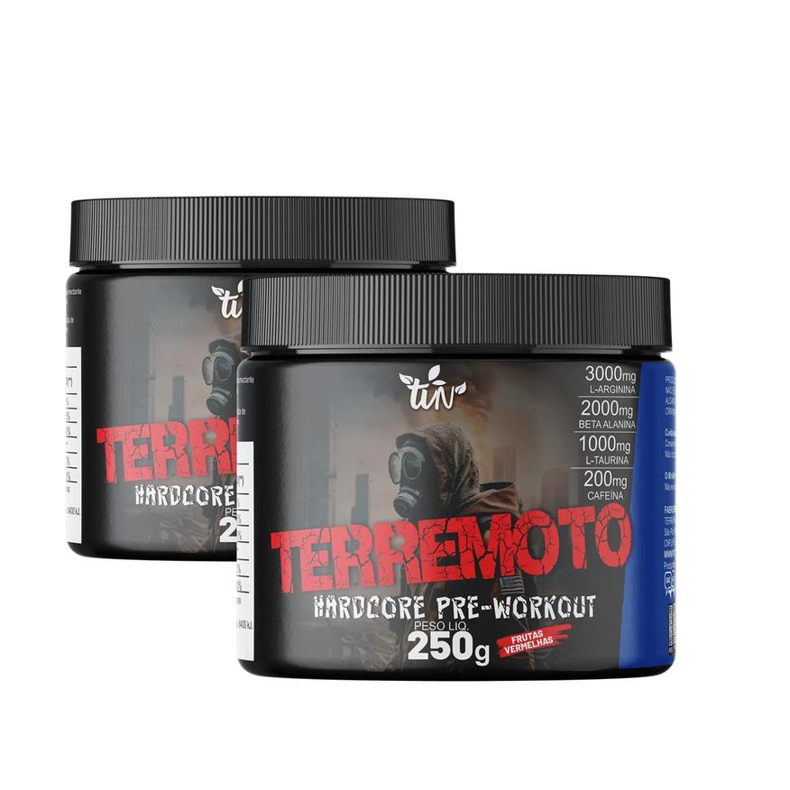 Terra Vida Natural 2 Pré Treino Terremoto 250g com As Composições L-arginina,beta Alanina, L-taurina e Cafeína Frutas Vermelhas