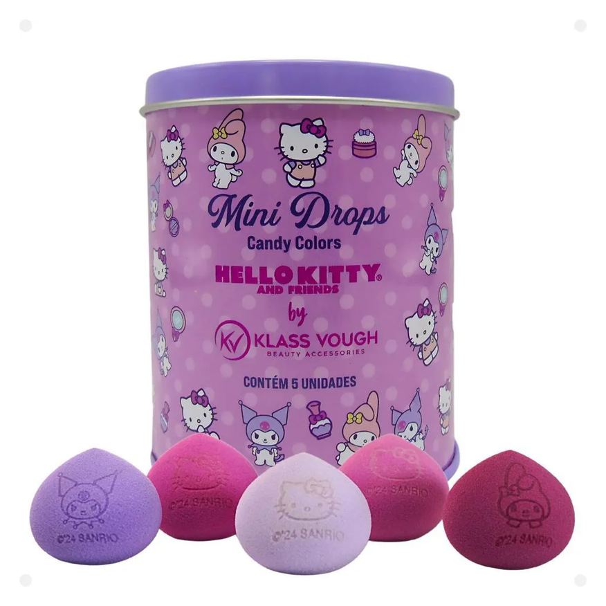 Klass Vough Kit de Esponjas Mini Gota Hello Kitty By Mini Drops Candy Colors com 5 Unidades Pfhk-02