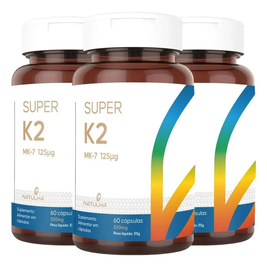 Natulha Kit 3x Super K2 (menaquinona-7) 125mcg 60 cápsulas
