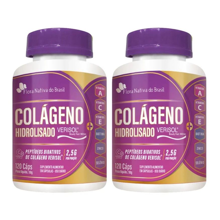 Flora Nativa Do Brasil Kit 2x Colágeno Verisol com Vitaminas 120 cápsulas - Flora Nativa