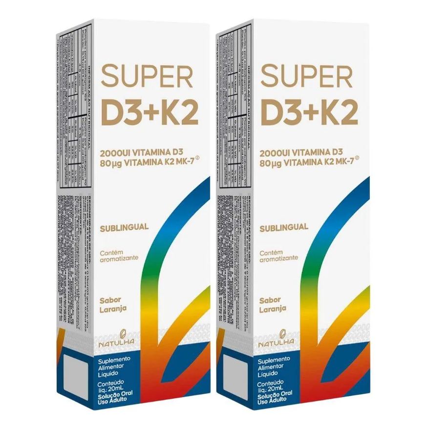 Natulha Kit 2x Super D3 + K2 Sublingual em Gotas 20ml