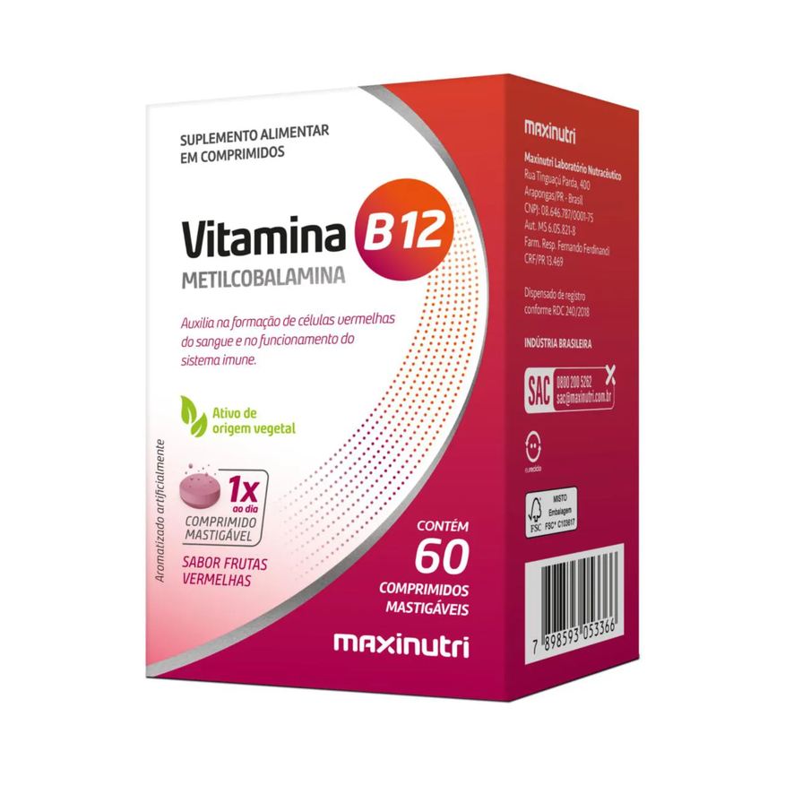 Maxinutri Vitamina B12 Metilcobalamina Energia Vitalidade