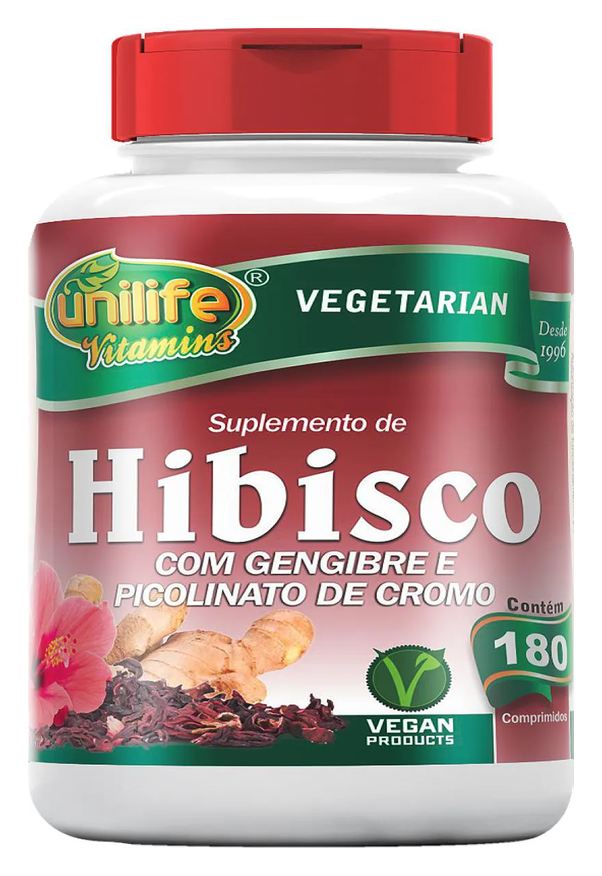 Unilife Hibisco com Gengibre e Picolinato de Cromo - 180 Comprimidos