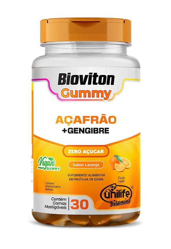 Unilife Açafrão + Gengibre Bioviton - Sabor Laranja - 30 Gomas Mastigáveis