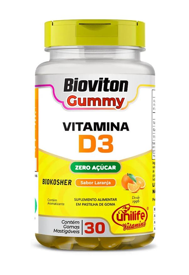 Unilife Vitamina D3 Bioviton - Sabor Laranja - 30 Gomas Mastigáveis